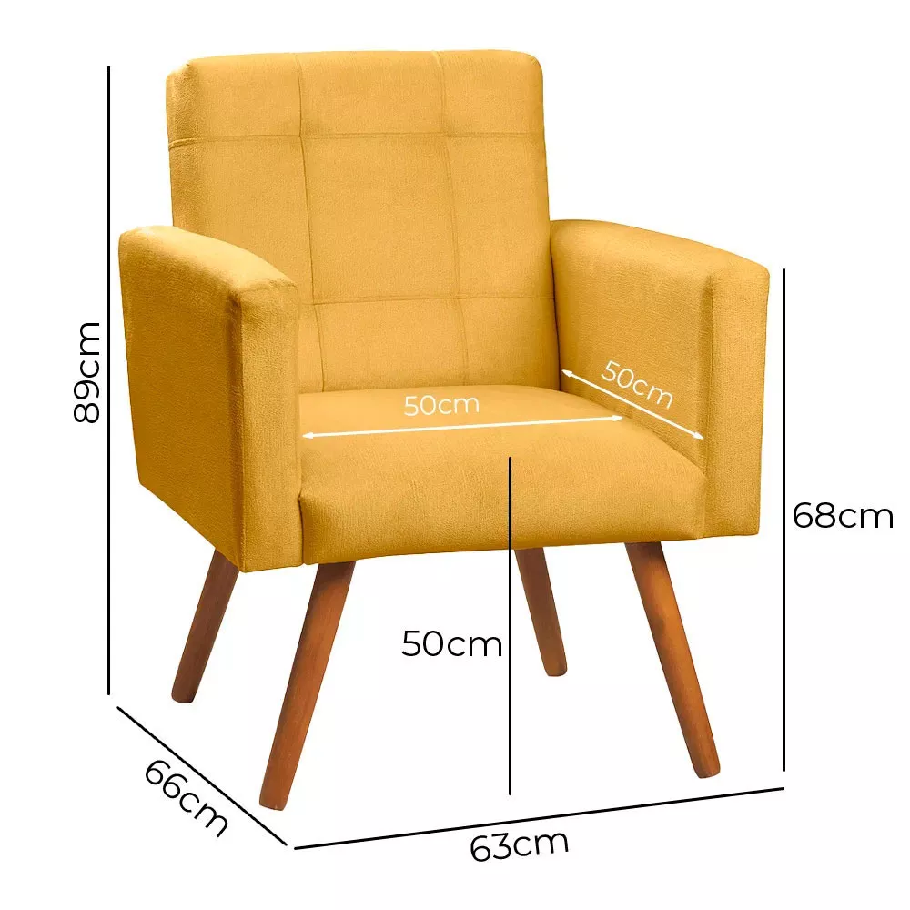 Image 5 of 7 of Poltrona Decorativa Sabrina Veludo Amarelo Speciale Home