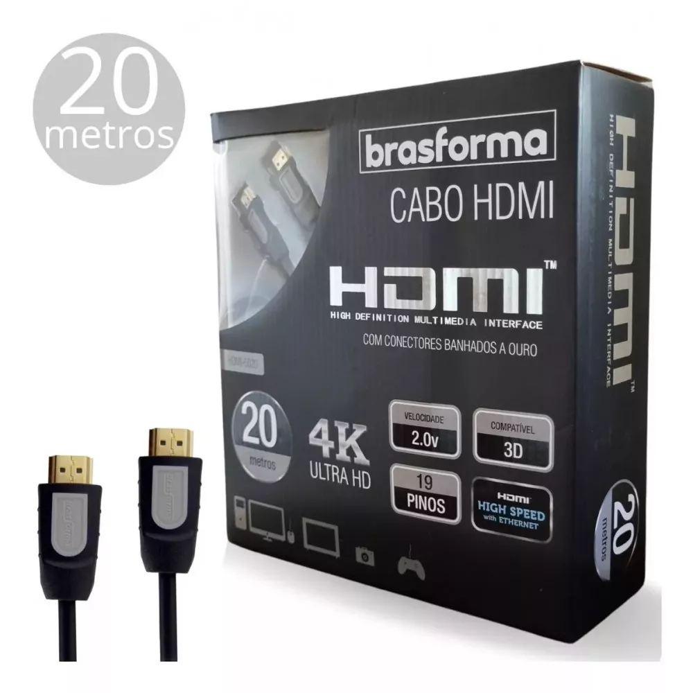 Image 0 of 2 of Cabo HDMI 20 metros V2.0 4K 30 Full HD - Brasforma