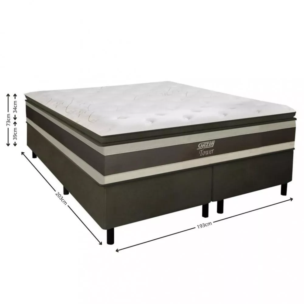 Image 1 of 5 of Cama Box King 193cm Molas Ensacadas Tower HF V24 2CEN Gazin
