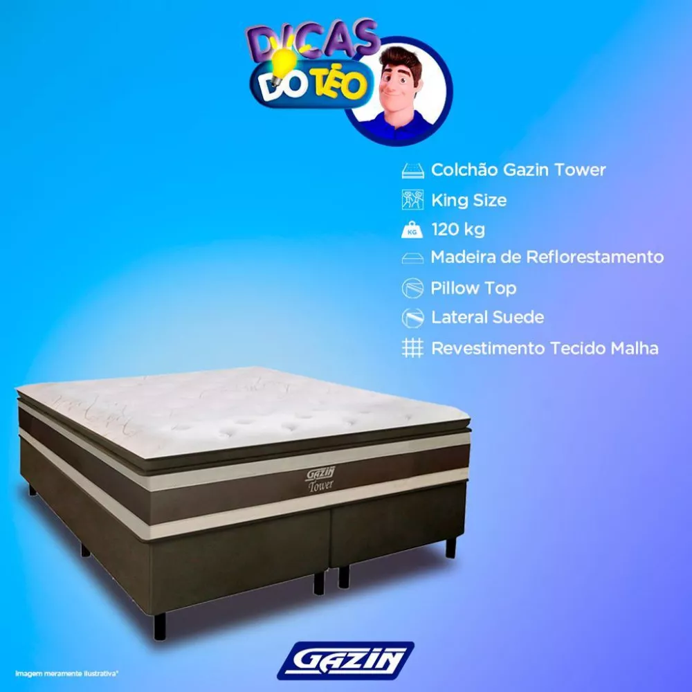 Image 3 of 5 of Cama Box King 193cm Molas Ensacadas Tower HF V24 2CEN Gazin