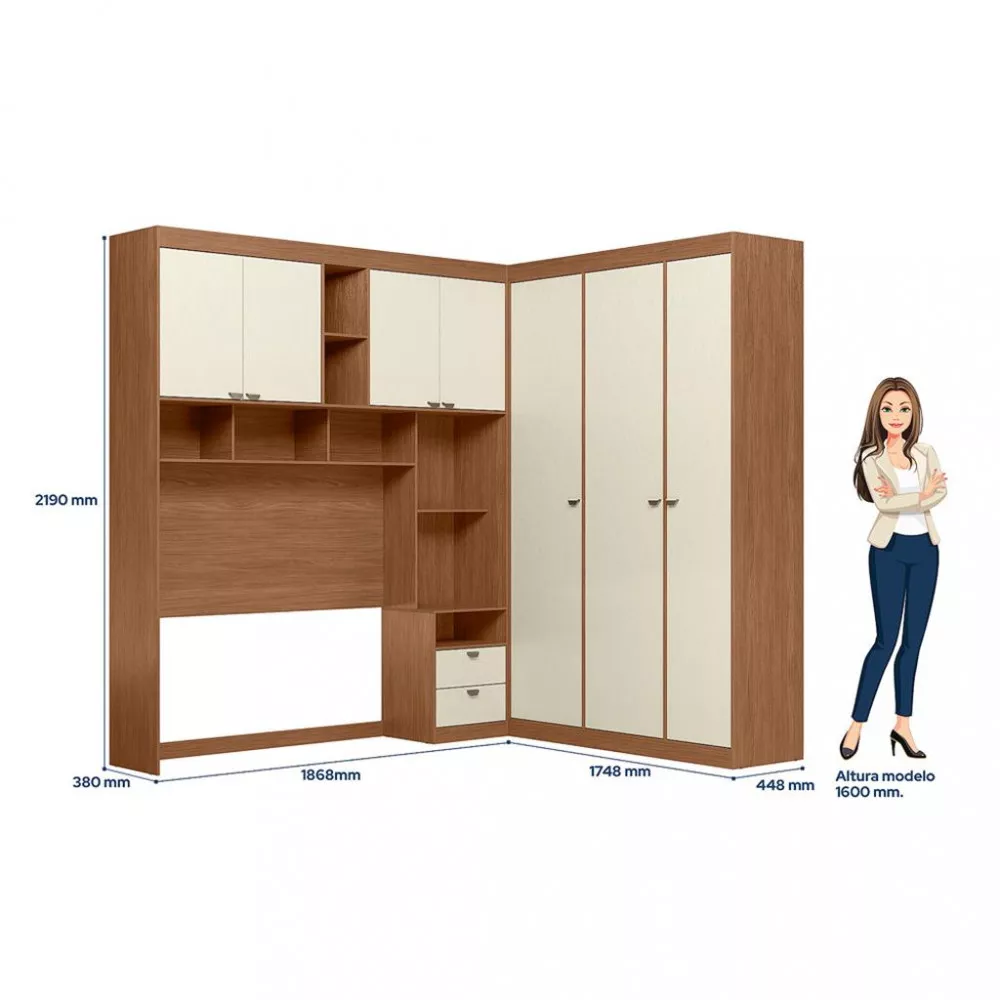 Image 4 of 9 of Quarto Casal 7 Portas 2 Gavetas Espelho Lugano Santos Andirá