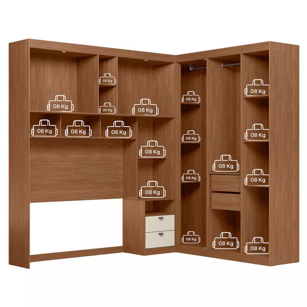 Image 8 of 9 of Quarto Casal 7 Portas 2 Gavetas Espelho Lugano Santos Andirá