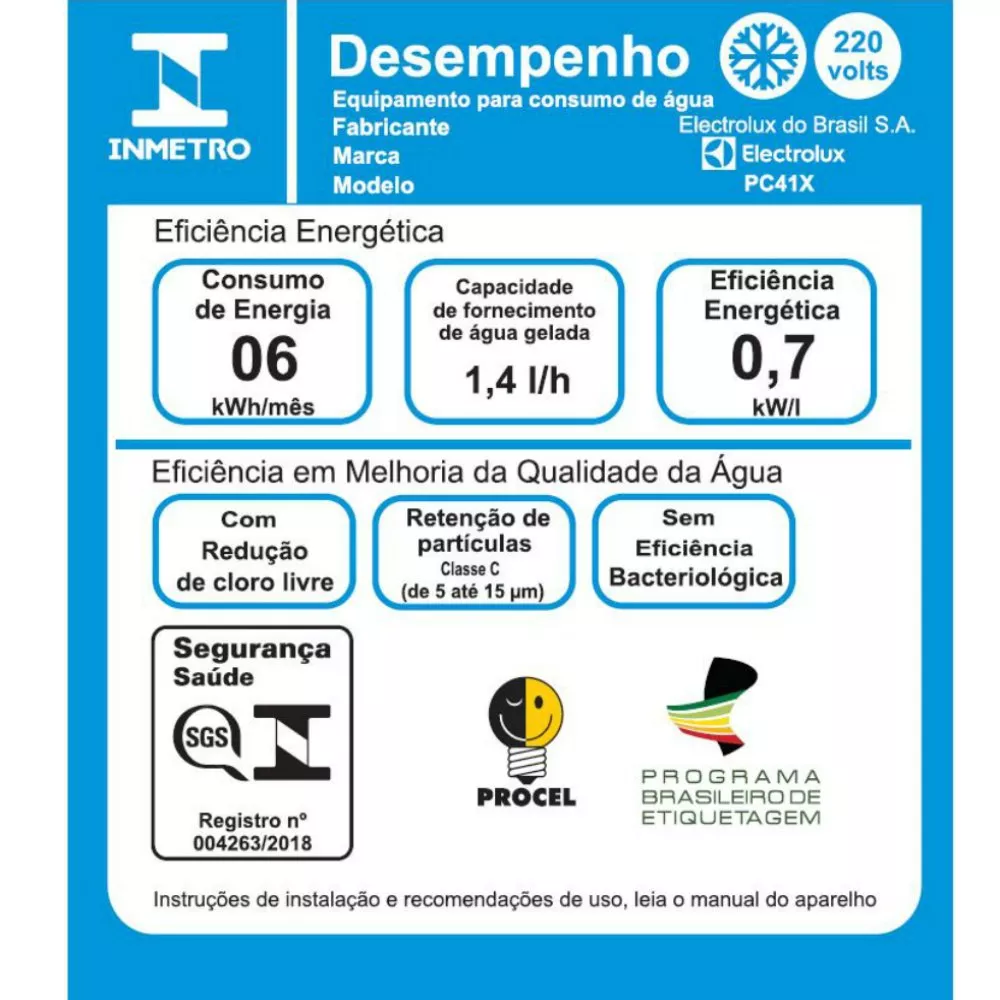 Image 6 of 7 of Purificador de água Electrolux Refrigeração por Compressor PC41X