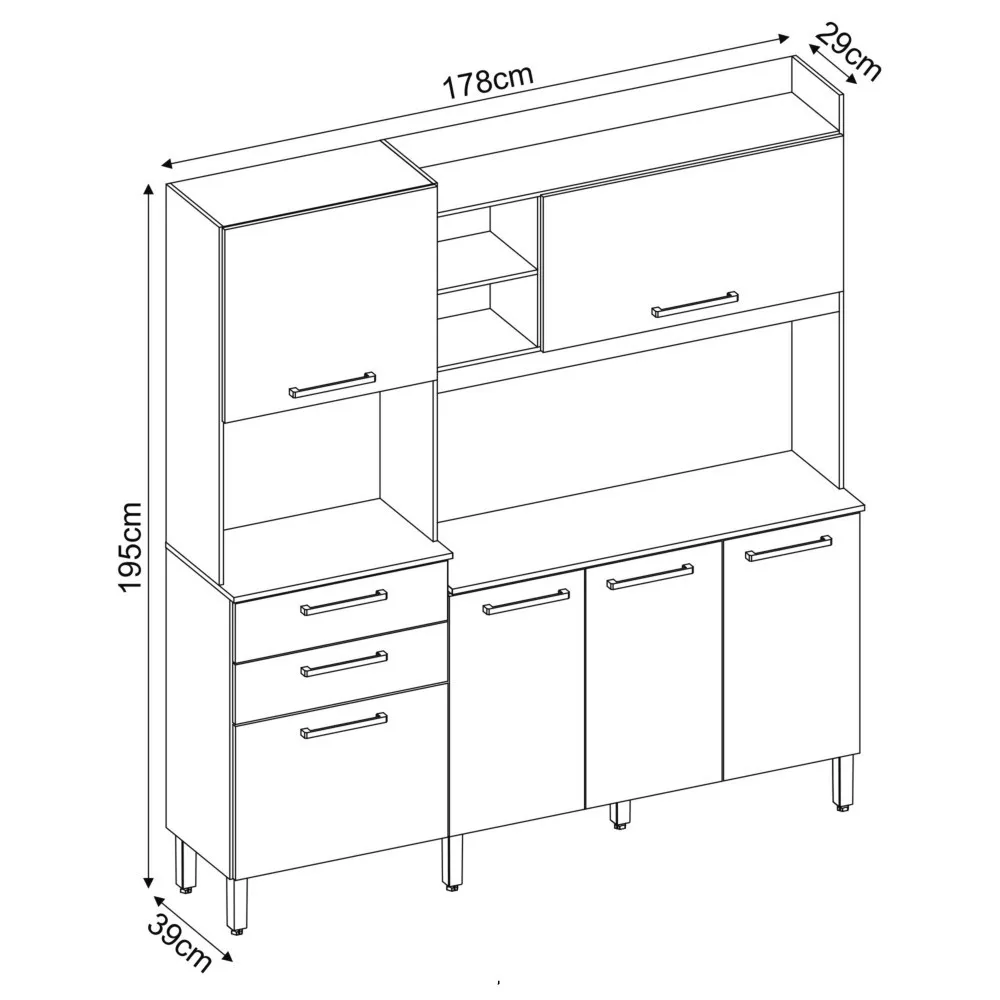 Image 3 of 4 of Cozinha Compacta 6 Portas 2 Gavetas com Tampo Select Demóbile
