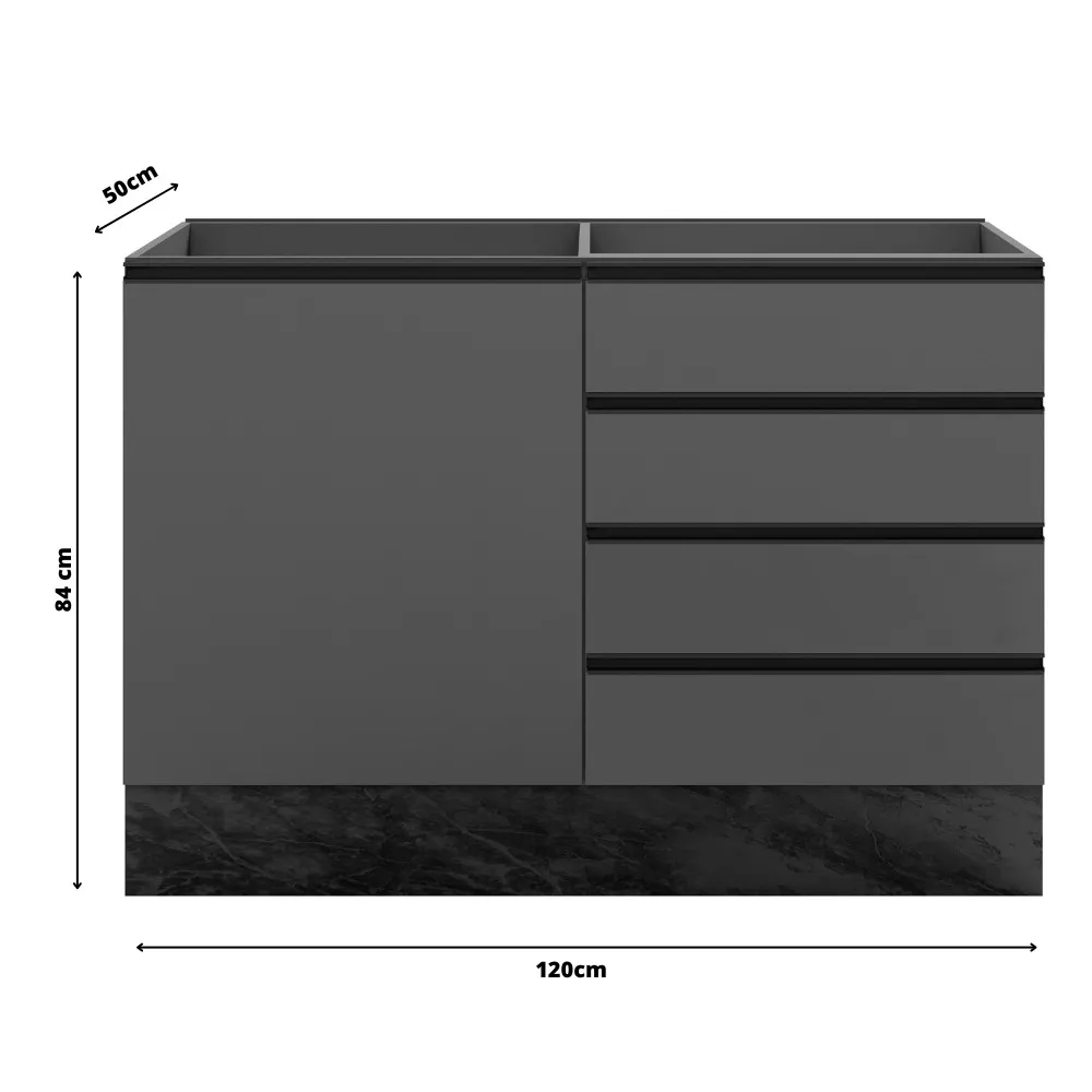 Image 3 of 5 of Balcão 1 Porta 4 Gavetas 120cm sem tampo Polimann