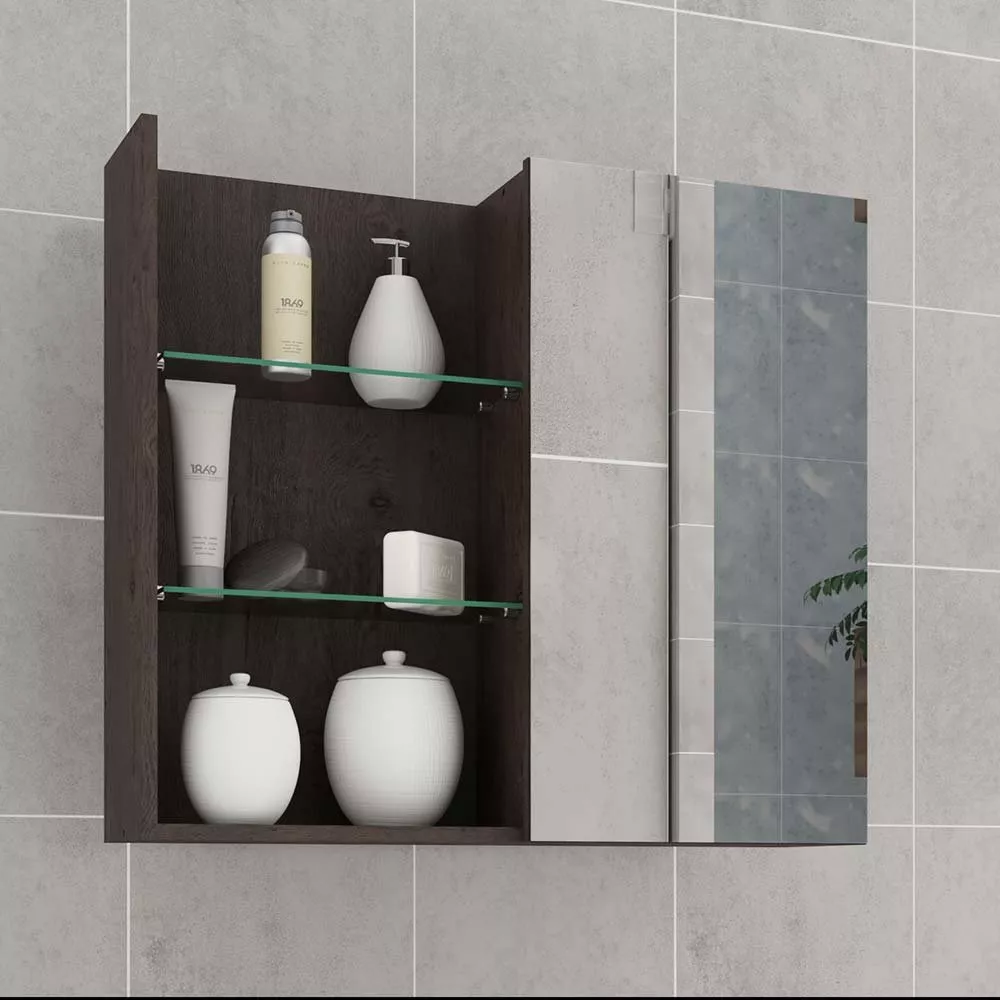 Image 0 of 5 of Espelheira para Banheiro 1 Porta MDF 60cm Jasmim MGM Móveis