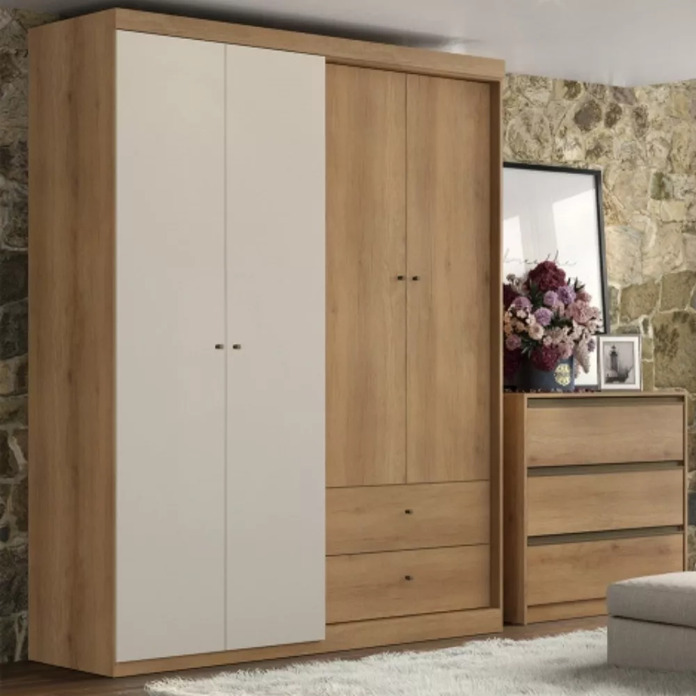 Image 0 of 4 of Guarda Roupa Solteiro 4 Portas 2 Gavetas Prisma THB