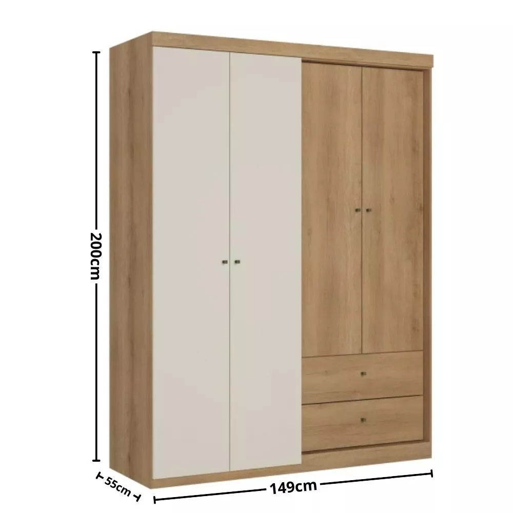 Image 3 of 4 of Guarda Roupa Solteiro 4 Portas 2 Gavetas Prisma THB