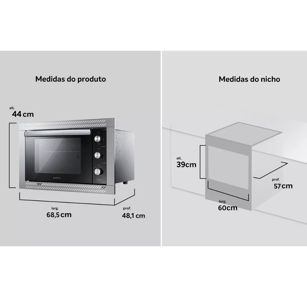 Image 4 of 6 of Forno Elétrico de Embutir Atlas U Top 44L