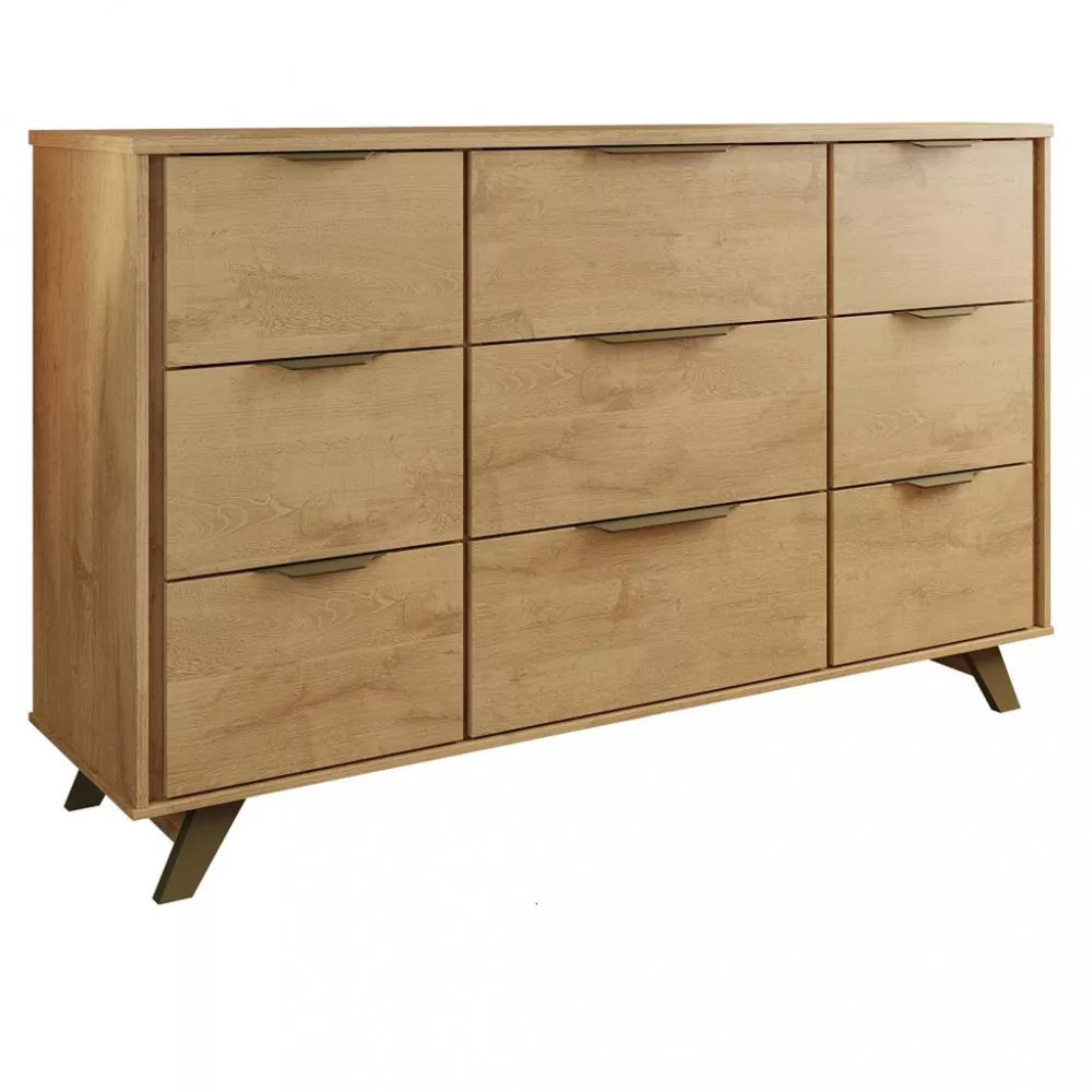 Image 1 of 3 of Cômoda 9 Gavetas com Pés de Madeira 100 MDF Olimpia Móveis Europa