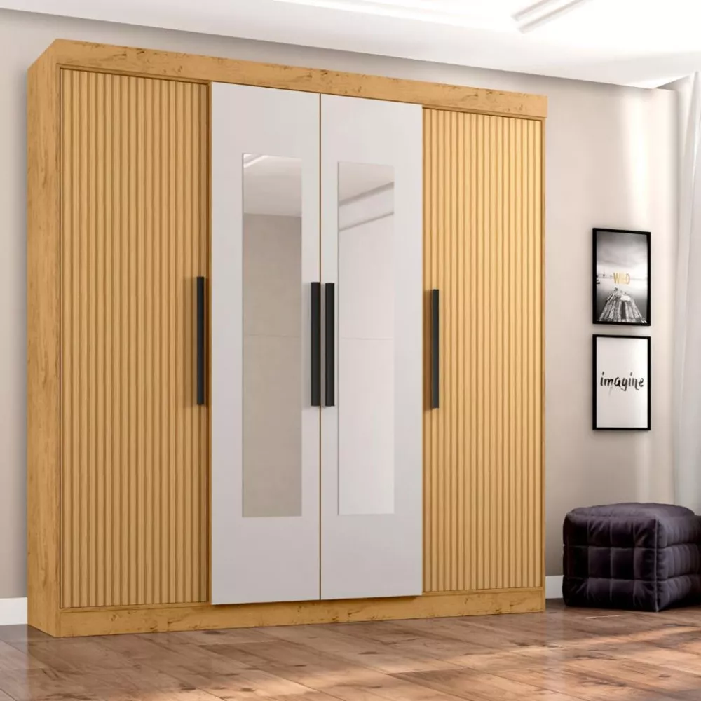 Image 0 of 4 of Guarda Roupa Casal Espelho 4 Portas 3 gavetas EB23066 Araplac