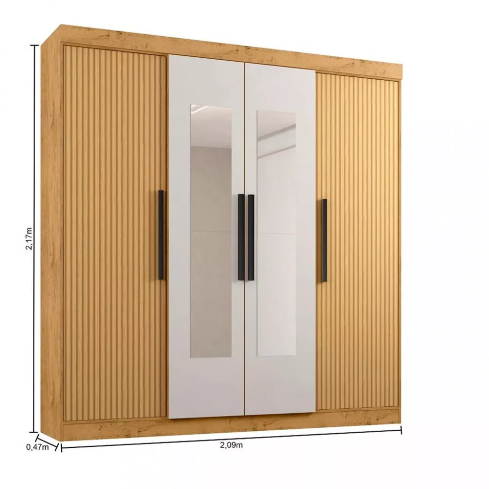 Image 2 of 4 of Guarda Roupa Casal Espelho 4 Portas 3 gavetas EB23066 Araplac