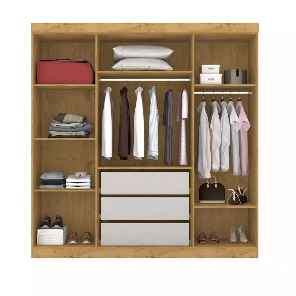 Image 3 of 4 of Guarda Roupa Casal Espelho 4 Portas 3 gavetas EB23066 Araplac