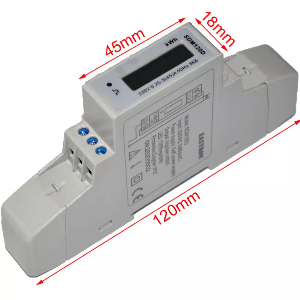 Image 1 of 2 of Medidor de consumo de Energia (kWh) Mono. SDM120D 50A Sibratec