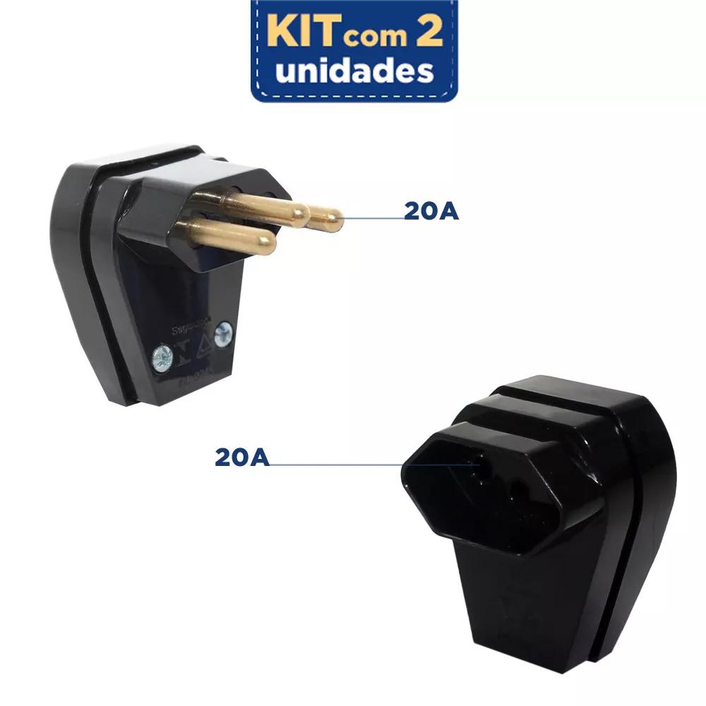 Image 0 of 1 of Kit Plugue Fêmea + Macho 20A 2P T com Prensa 10972 Pezzi