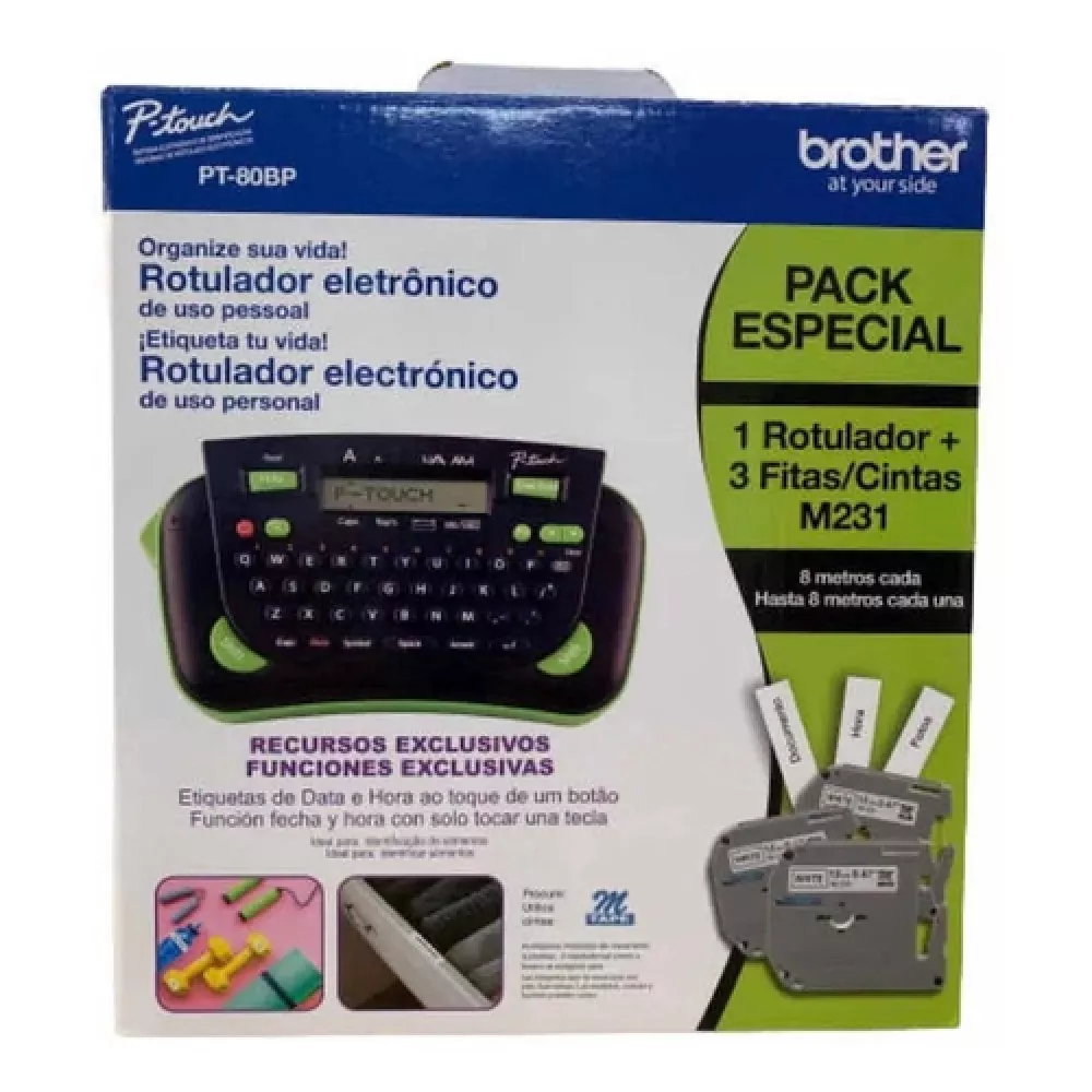 Image 1 of 3 of Rotuladora Eletronico Brother PT-80BP COM 3 FITAS/CINTAS M231