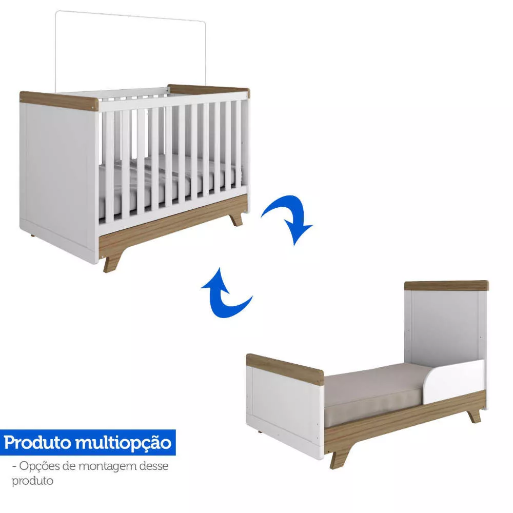 Image 5 of 7 of Quarto de Bebê Berço Mini Cama E Guarda-Roupa 4 Portas Retrô Móveis Peroba