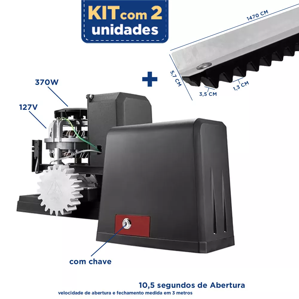 Image 0 of 1 of Kit Motor de portão deslizante DZ300 127V + Cremalheira 1,47mts