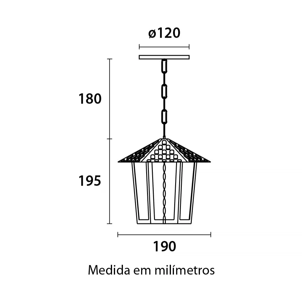 Image 1 of 2 of Pendente Colonial Sextavado Vidro Pontilhado Blumenau Preto