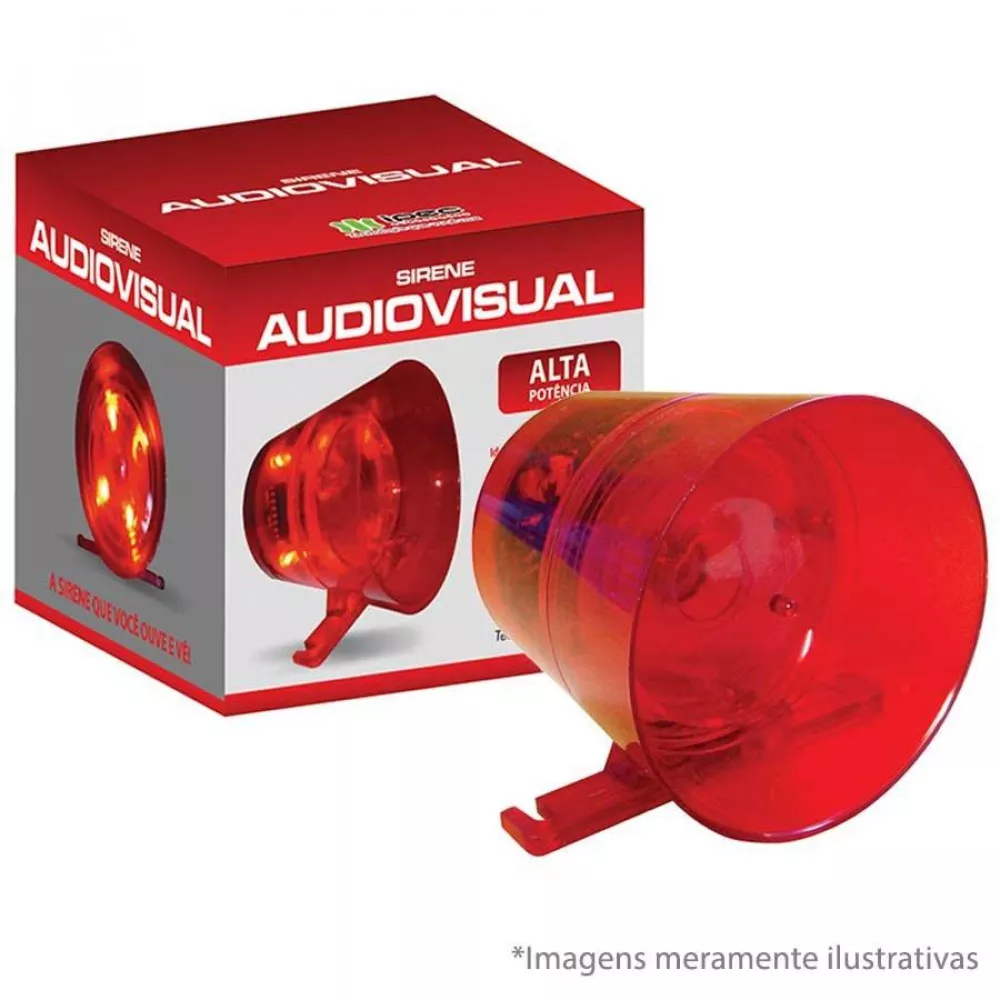 Image 1 of 2 of Sirene áudio visual para alarme 120db 12/24v vermelha - Ipec