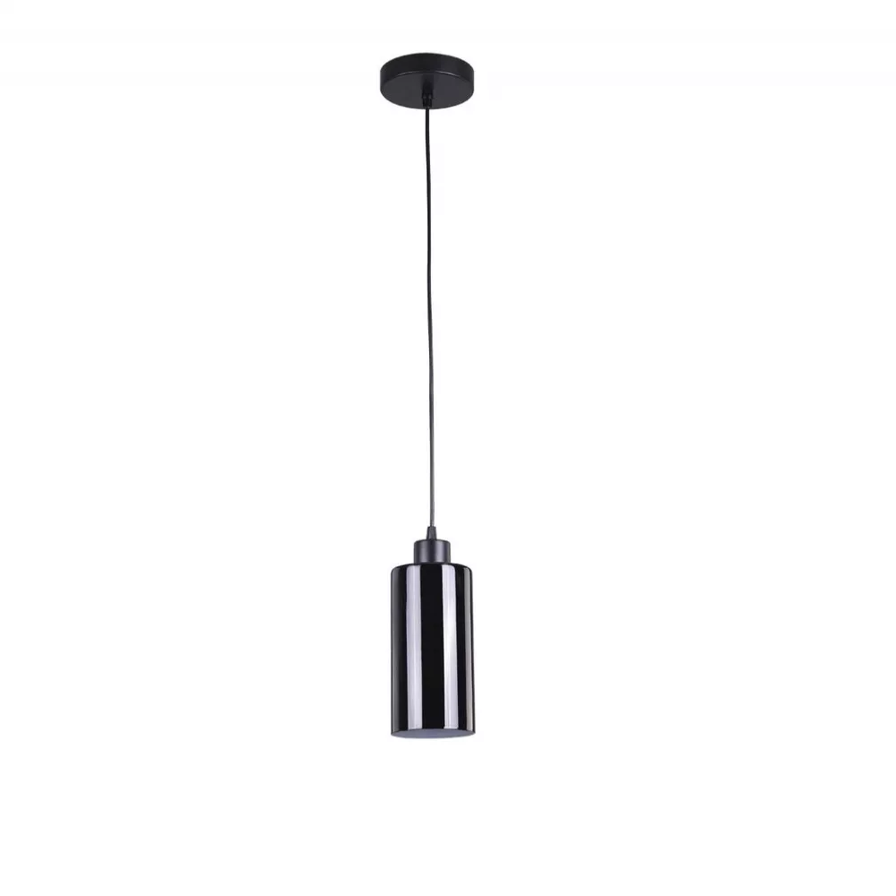 Image 0 of 2 of Pendente Vidro Cilíndrico 1xE27 com Base Aco Preto - Blumenau