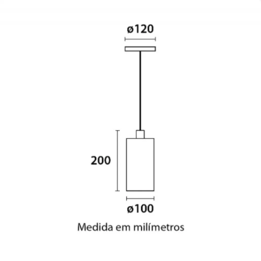 Image 1 of 2 of Pendente Vidro Cilíndrico 1xE27 com Base Aco Preto - Blumenau