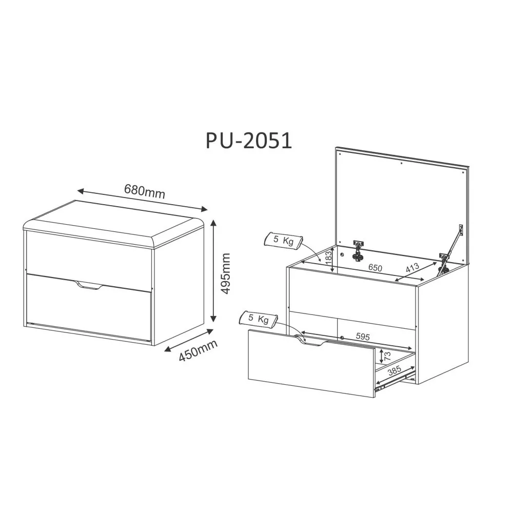 Image 3 of 4 of Puff 1 Gaveta Tecno Mobili PU2051
