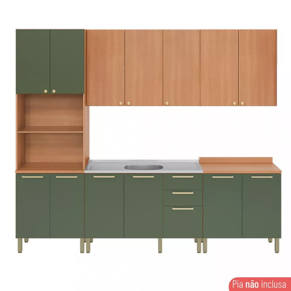 Image 3 of 7 of Cozinha Compacta sem Pia 5 Peças Sálvia Telasul