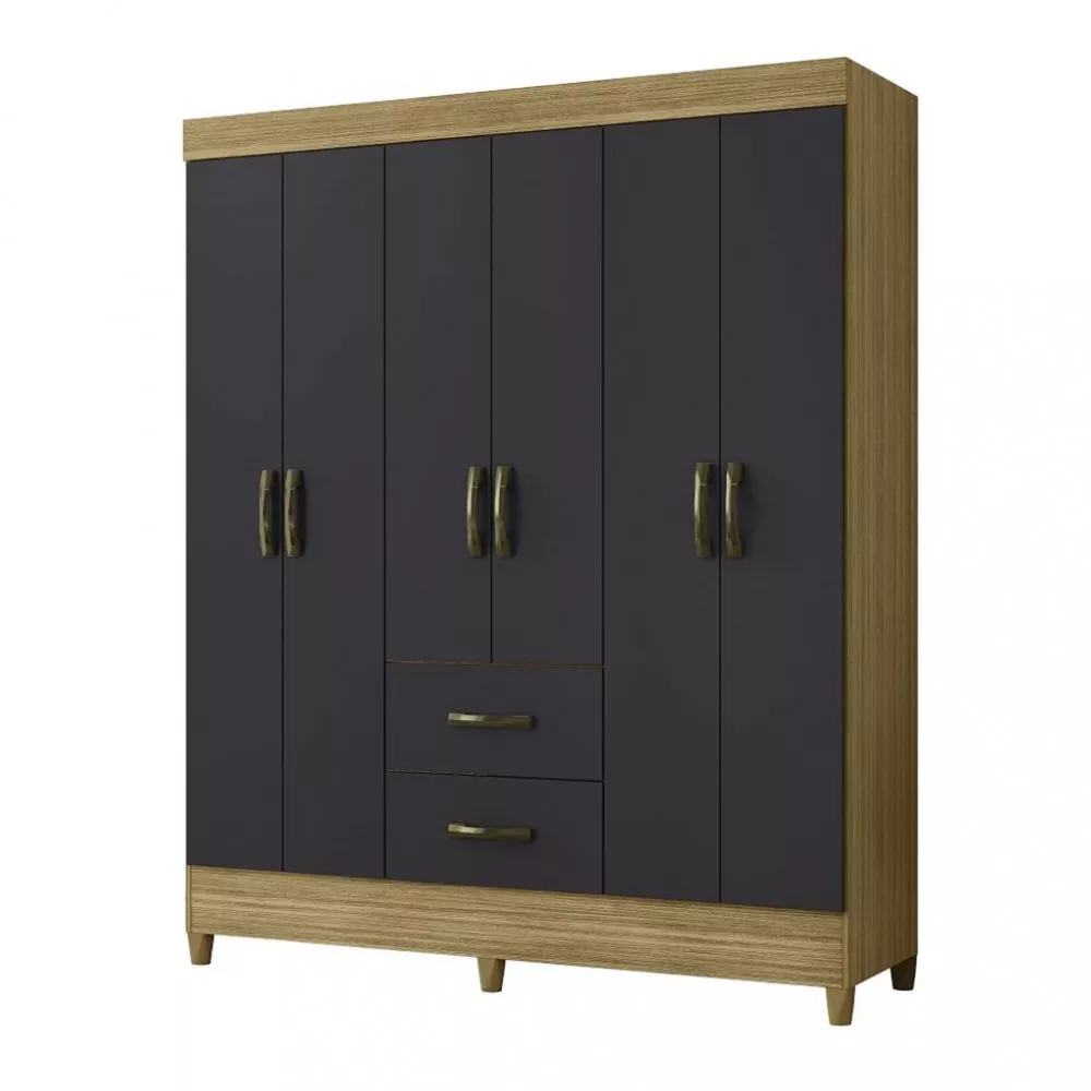 Image 1 of 4 of Guarda Roupa Casal 6 Portas 2 Gavetas com Pés Mobi Albatroz