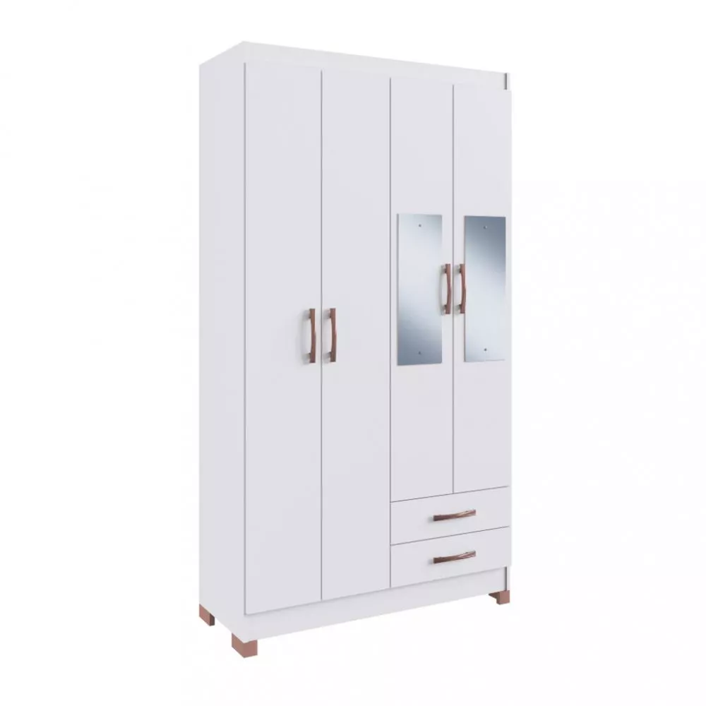 Image 3 of 8 of Guarda Roupa Solteiro com Espelho 4 Portas 2 Gavetas Flex Color Boston Doripel