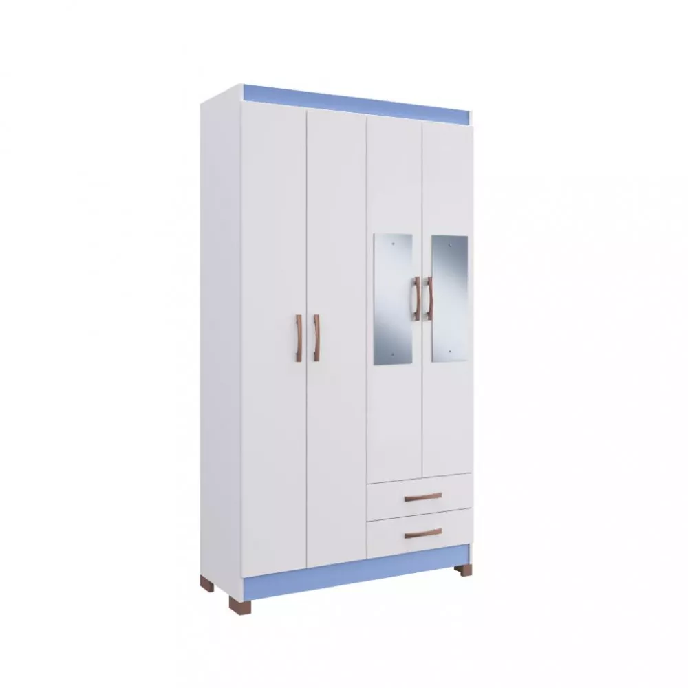 Image 4 of 8 of Guarda Roupa Solteiro com Espelho 4 Portas 2 Gavetas Flex Color Boston Doripel