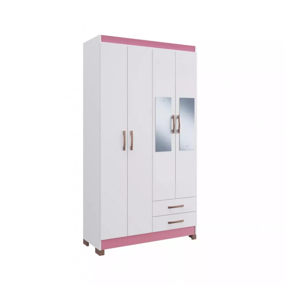 Image 5 of 8 of Guarda Roupa Solteiro com Espelho 4 Portas 2 Gavetas Flex Color Boston Doripel