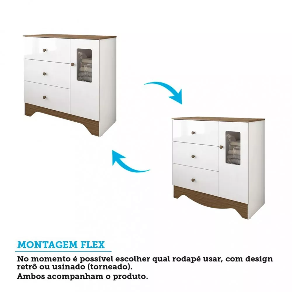 Image 3 of 5 of Quarto Infantil Guarda Roupa 4 Portas e Cômoda Ben e Berço Americano Móveis Peroba