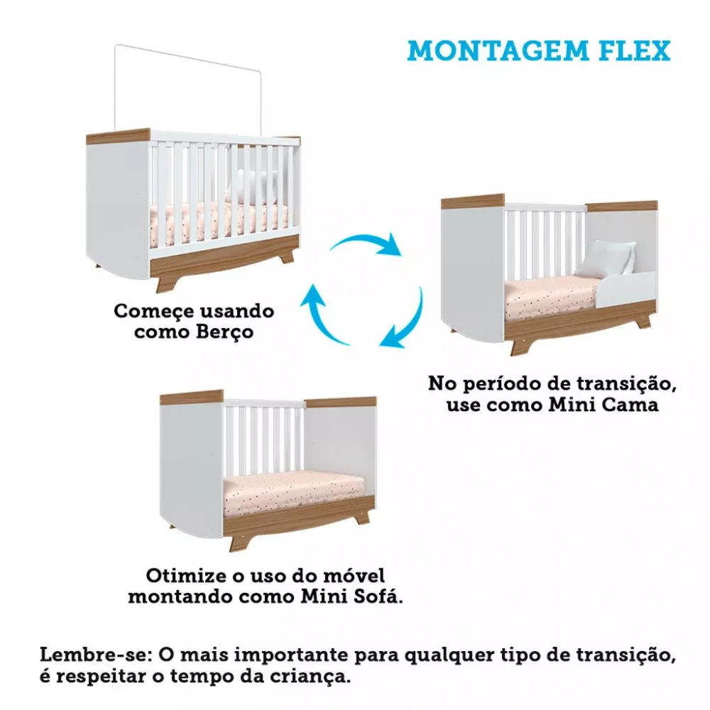 Image 4 of 5 of Quarto Infantil Guarda Roupa 4 Portas e Cômoda Ben e Berço Americano Móveis Peroba