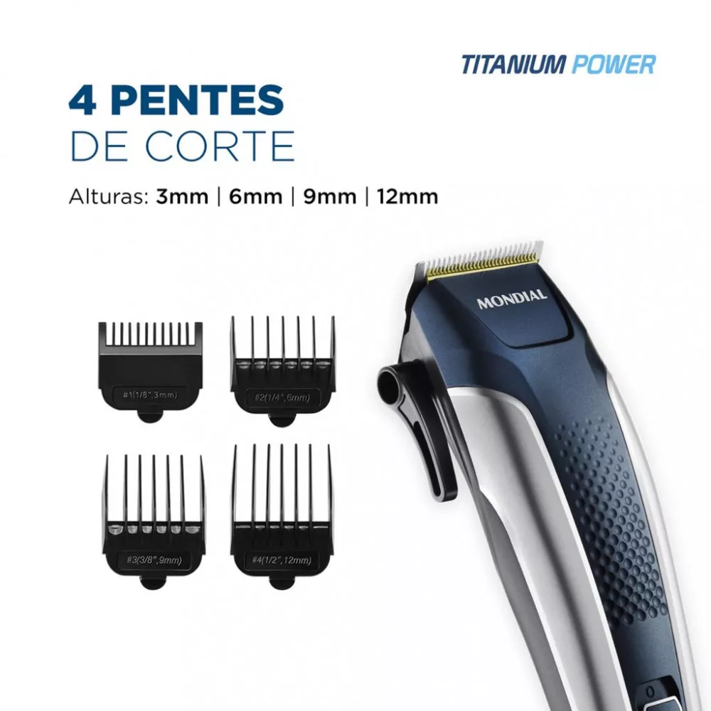 Image 1 of 5 of Máquina de Cortar Cabelo Mondial CR-09M Titanium Power com Maleta