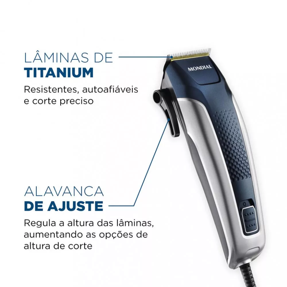 Image 3 of 5 of Máquina de Cortar Cabelo Mondial CR-09M Titanium Power com Maleta
