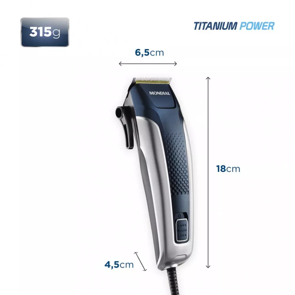 Image 4 of 5 of Máquina de Cortar Cabelo Mondial CR-09M Titanium Power com Maleta