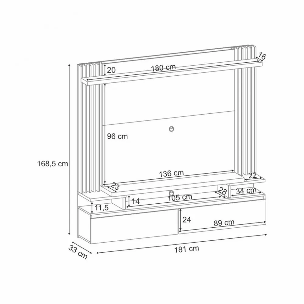 Image 4 of 6 of Painel para TV até 55 Polegadas 2 Portas Led Cosmo HB Móveis