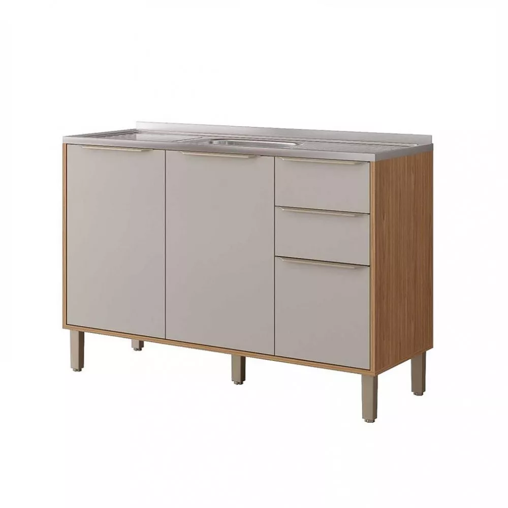 Image 0 of 2 of Balcão de Pia 3 Portas 2 Gavetas 120cm sem Pia 100 MDF Diva MGM Móveis