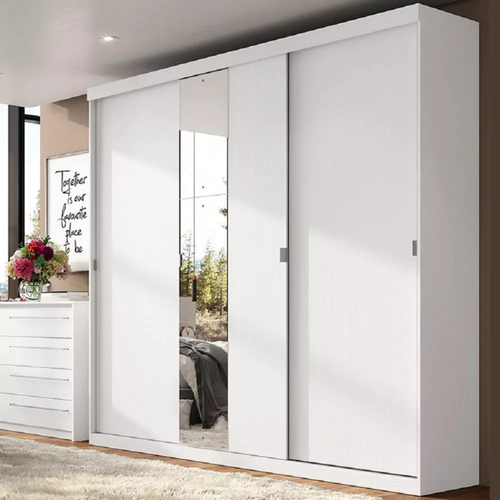 Image 0 of 4 of Guarda Roupa Casal Espelho 3 Portas de Correr 4 Gavetas Prime Plus Slim Glass THB
