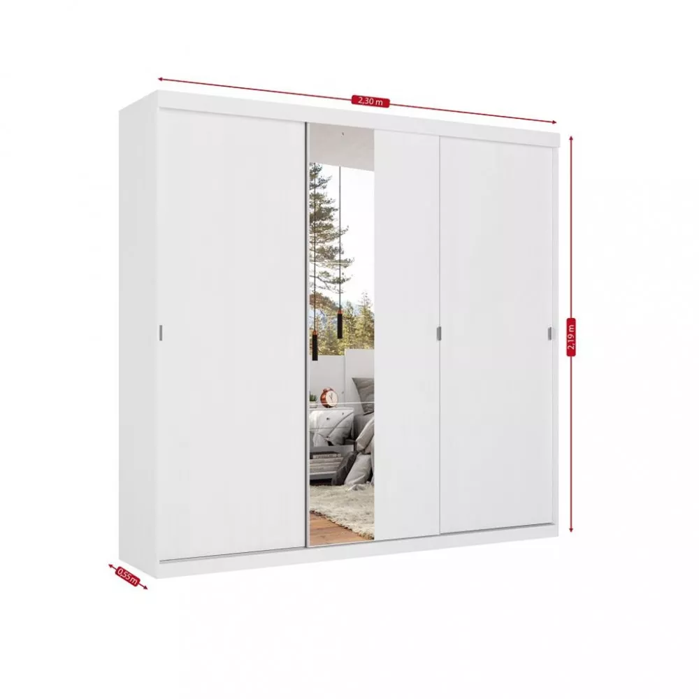 Image 3 of 4 of Guarda Roupa Casal Espelho 3 Portas de Correr 4 Gavetas Prime Plus Slim Glass THB