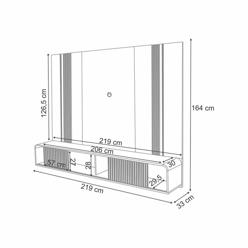 Image 2 of 3 of Painel para TV até 85 Polegadas 2 Portas Led Empire HB Móveis