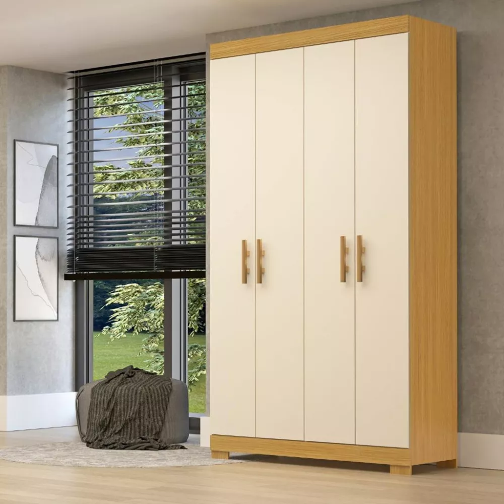 Image 0 of 4 of Guarda Roupa Solteiro com Pés 4 Portas 100 MDF Lana ACP Móveis