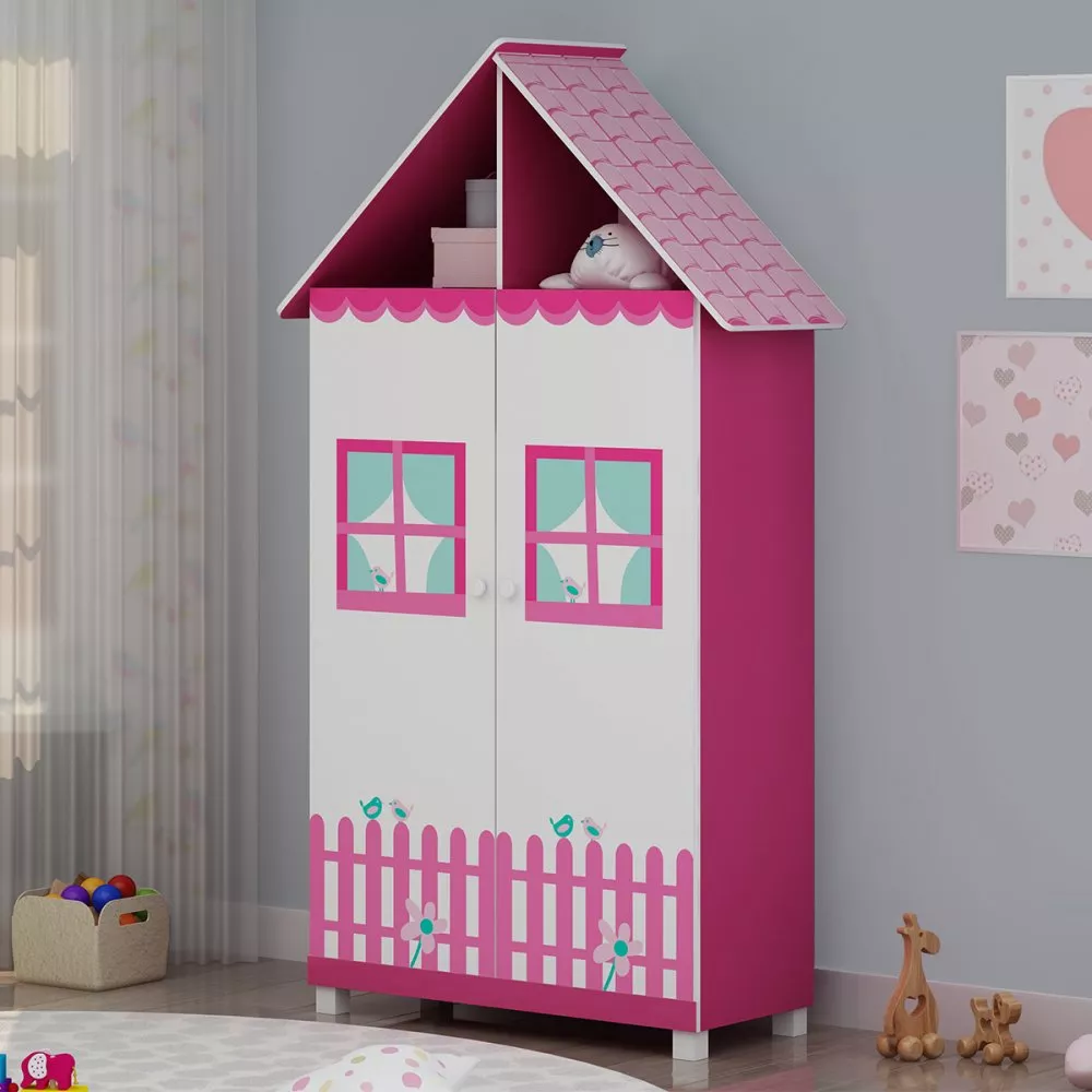 Image 0 of 4 of Guarda Roupa Infantil 2 Portas 2 Gavetas Casinha Gelius