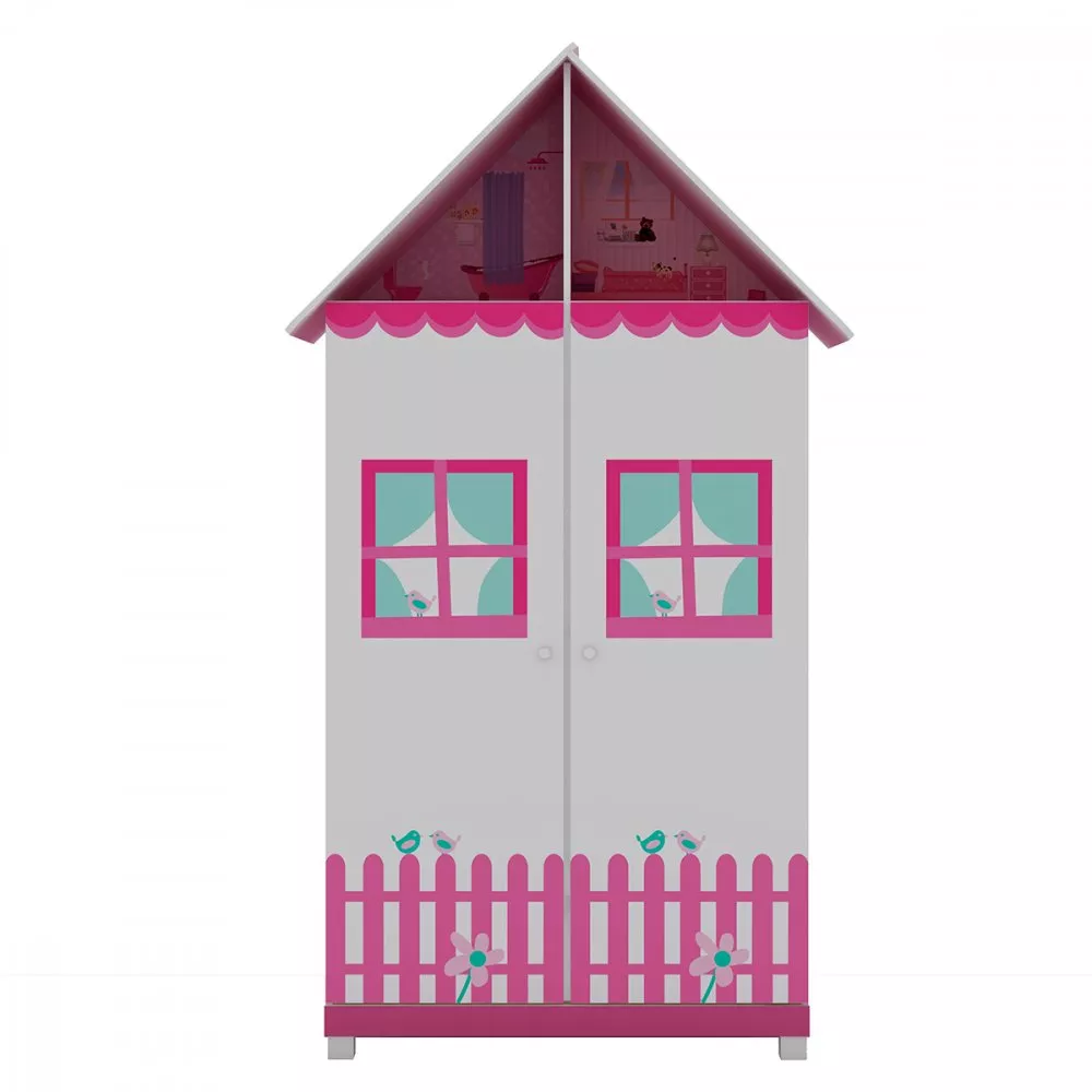 Image 1 of 4 of Guarda Roupa Infantil 2 Portas 2 Gavetas Casinha Gelius