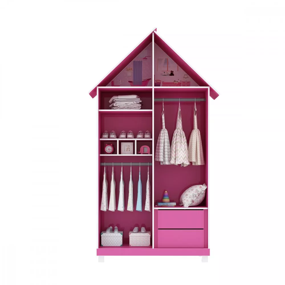 Image 2 of 4 of Guarda Roupa Infantil 2 Portas 2 Gavetas Casinha Gelius