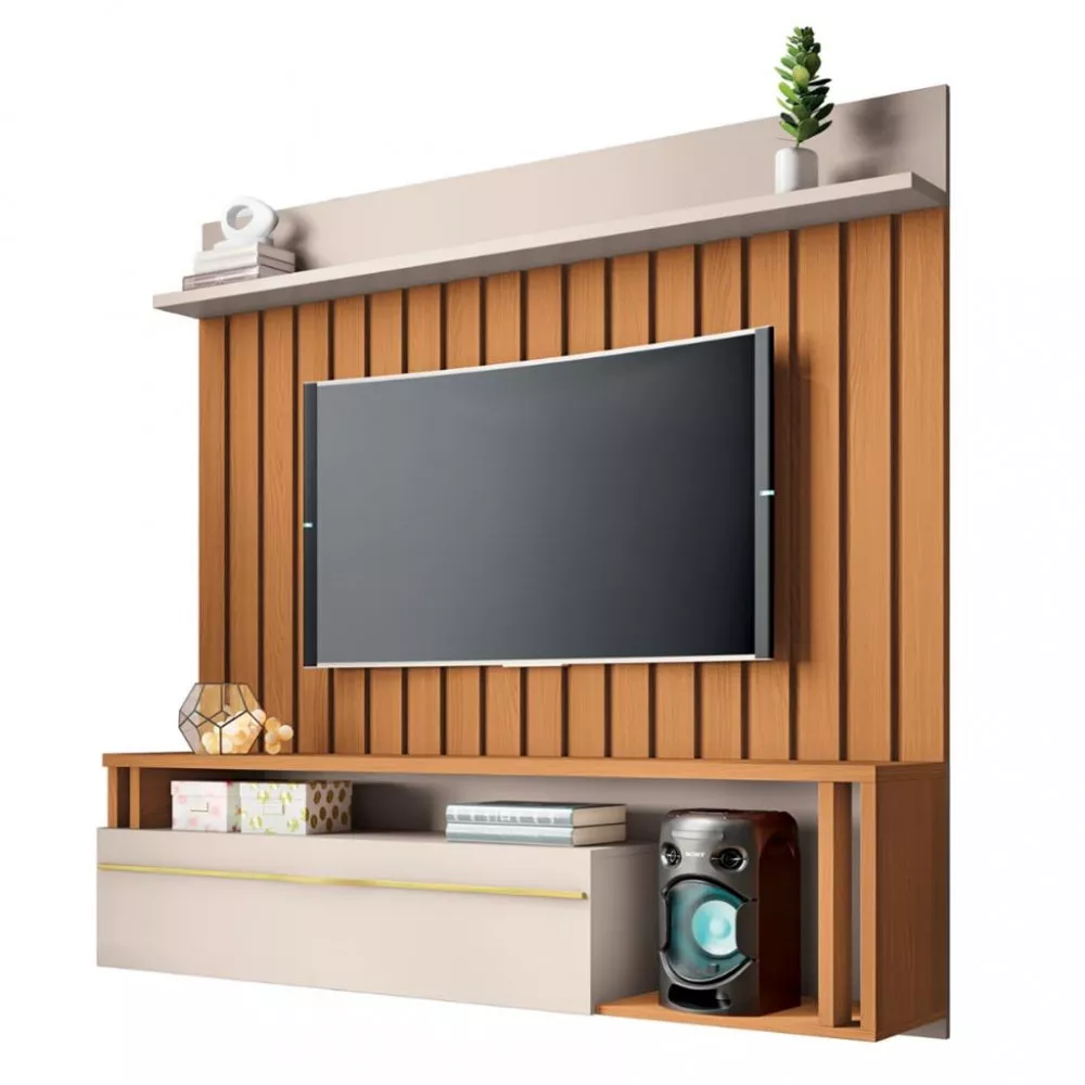 Image 1 of 5 of Painel Ripado para TV até 55 Polegadas 1 Porta Self HB Móveis