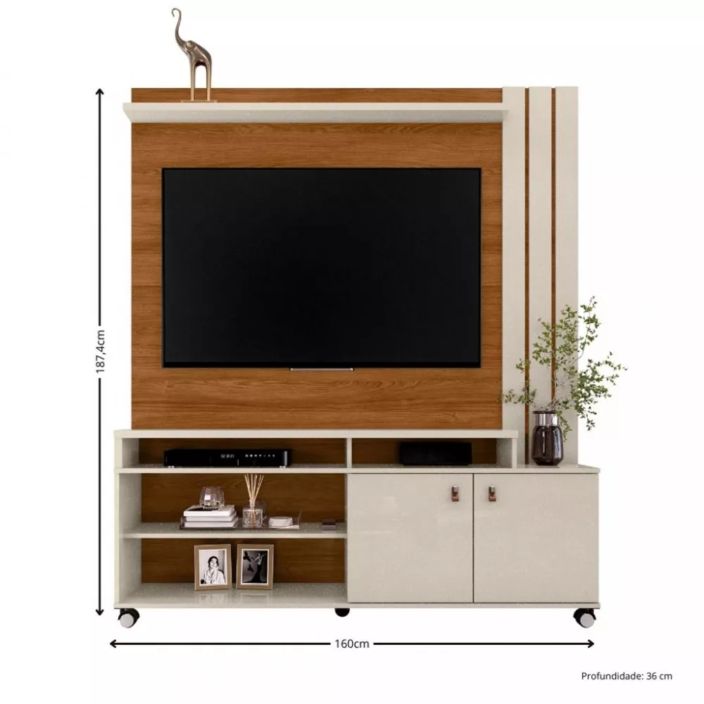Image 2 of 5 of Estante Home para TV até 70 Polegadas 2 Portas com Rodízios Nevada Mobler