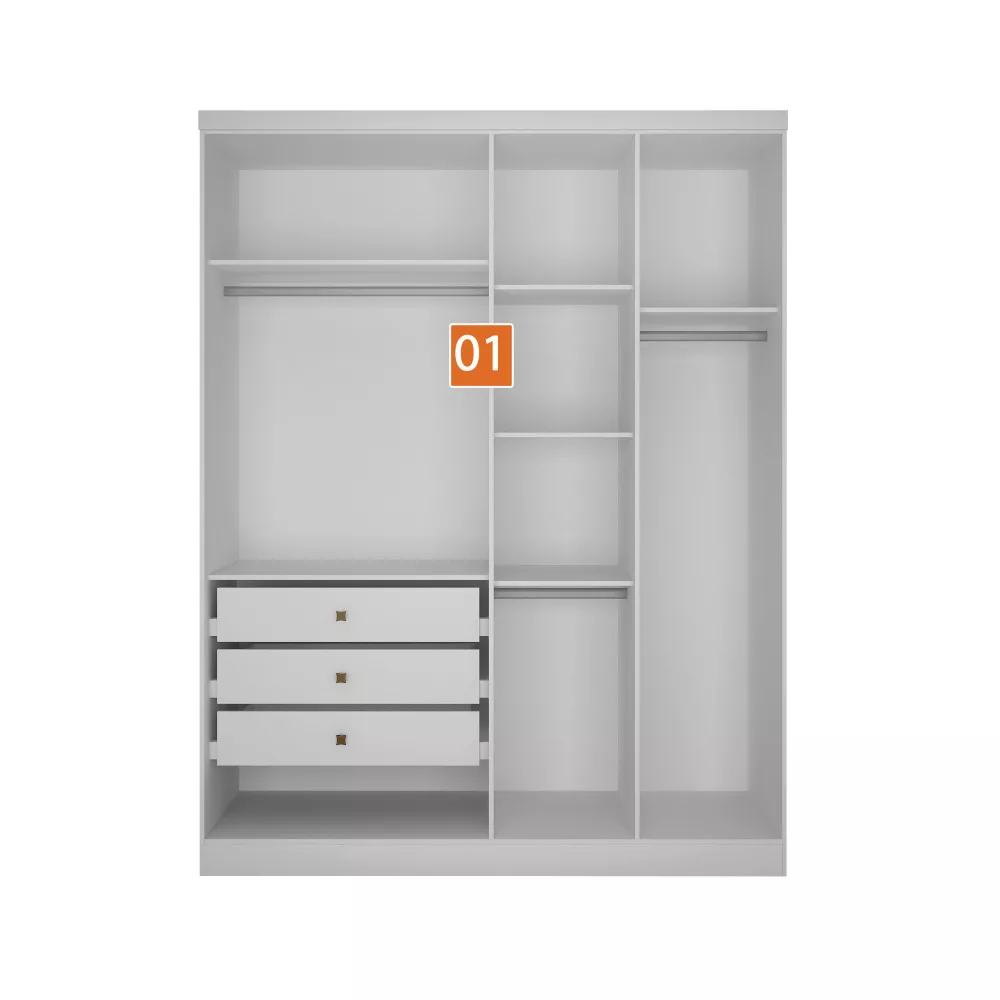 Image 3 of 10 of Guarda-Roupa Modulado de Casal Safira 001 em MDF com 9 Portas e 6 Gavetas Clic Móveis