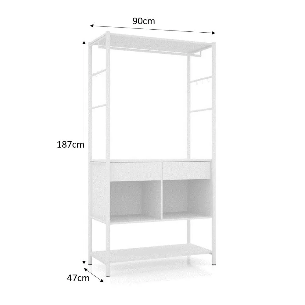Image 2 of 3 of Guarda Roupa Closet Solteiro com Pés 2 Gavetas Paris Artefamol
